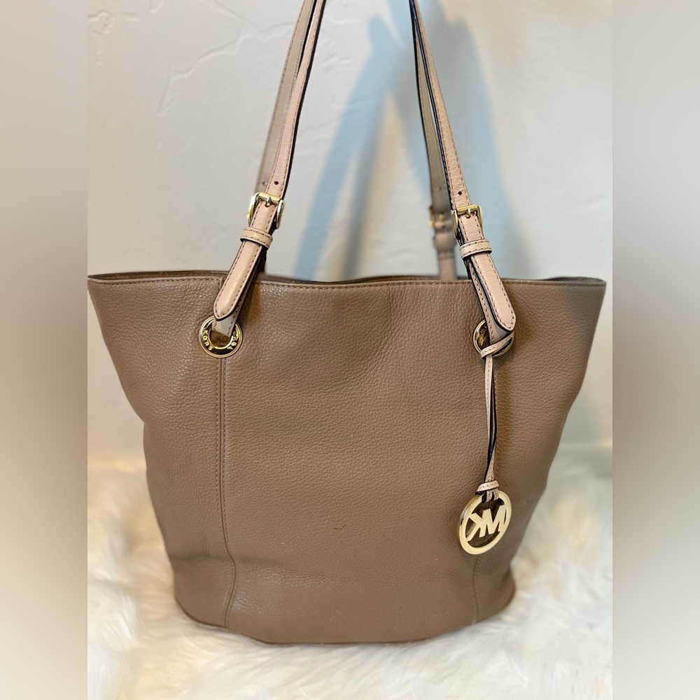 Michael Kors Tan Leather Tote with Gold Accents